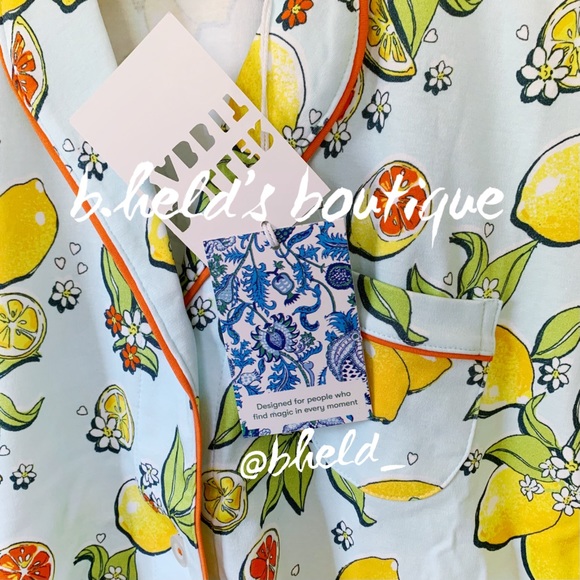 Roller Rabbit Citrus Hearts Polo Pajamas in Light Blue Size XS Brand New NWT - Picture 4 of 16